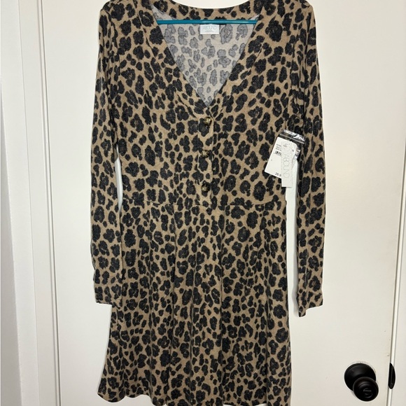Abound Brown and Black V-Neck Long Sleeve Sundress - Picture 1 of 2